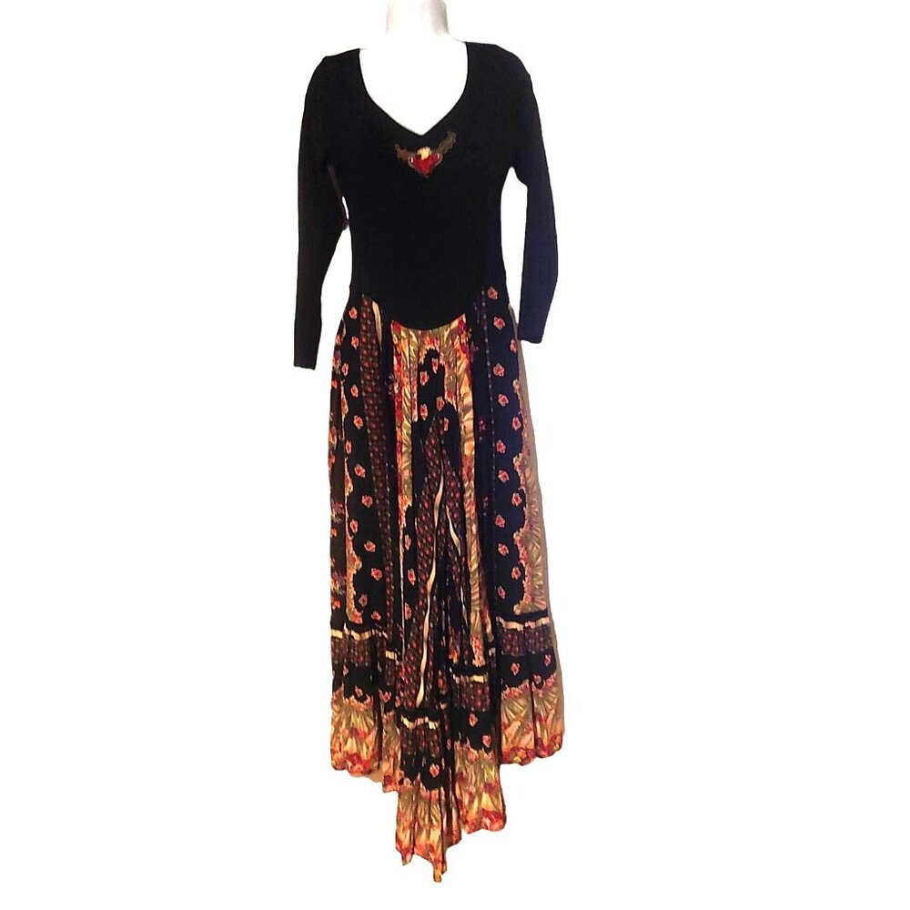 Karen Alexander Vintage L-Sleeve Drop Waist Cottage Core Floral Maxi Dress 14